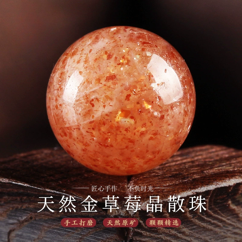 Натуральные золотые клубничные кристаллы, свободные бусины, одна бусина, золотой браслет с кристаллами солнечного камня, браслет с несколькими сокровищами, мужские и женские ювелирные аксессуары своими руками