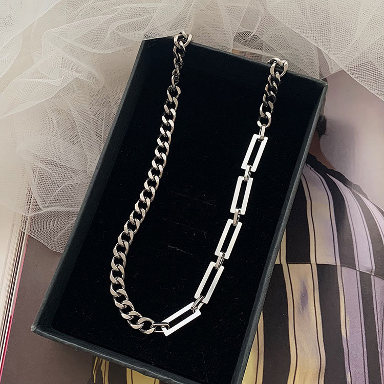 6g Weight Necklace Classification cable chain Chain Type Retro Geometric Titanium Steel Necklace