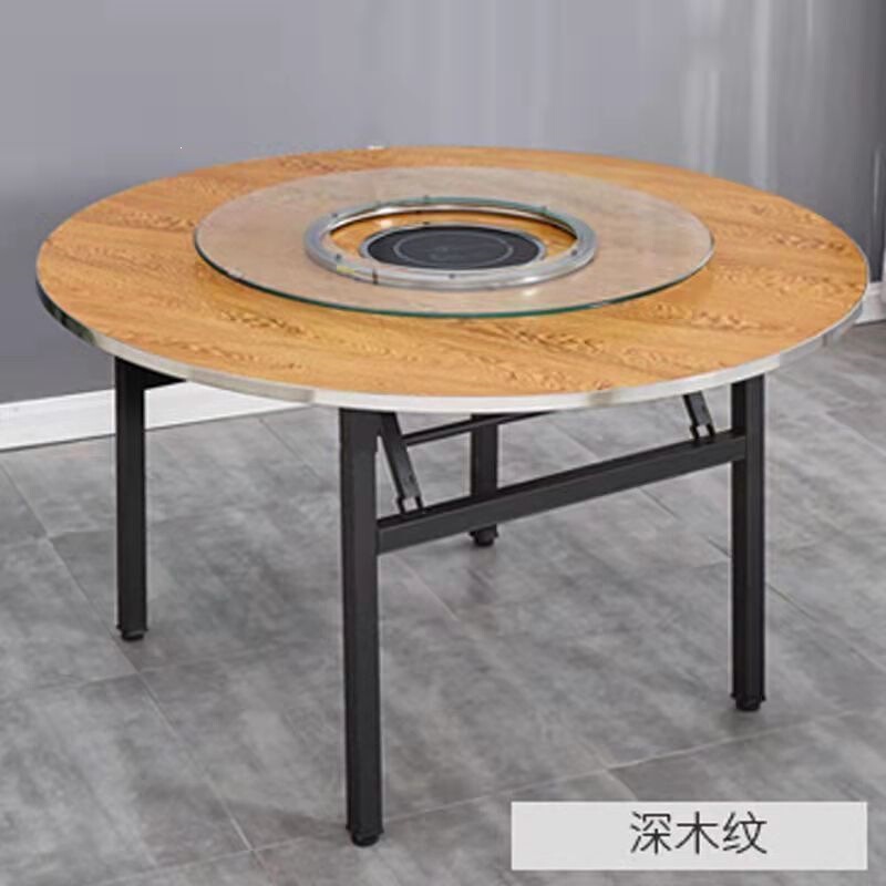 Restaurant Dining Hot Pot Table Commercial Induction Cooker Gas Stove Box-Type Folding Combination Integrated Household Large Round Table