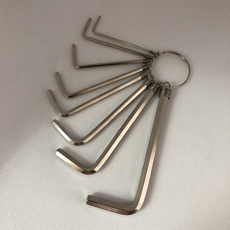 钥匙扣式平头六角扳手 钥匙圈式镀镍内六角扳手套装内六角扳手