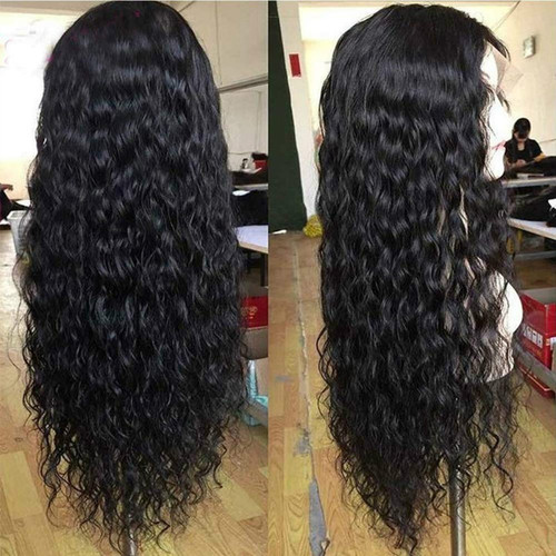 Amazon wig for women with middle part corn perm African long curly hair front lace chemical fiber European and American full headgear
