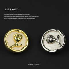 YOKO Xiaoxiang lady style metal button rose decorative button tweed jacket leather coat suit button