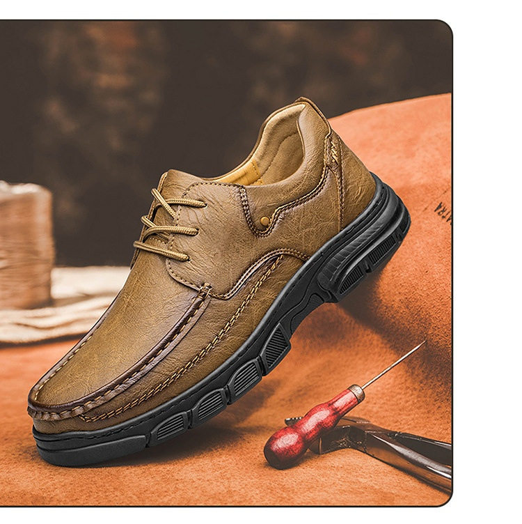 Giày da nam cỡ lớn mũi tròn đế bằng phong cách thường ngày — 18030 màu kaki, 18030 màu vàng nâu, 18030 màu đen, 18030, màu nâu sẫm chi tiết 12