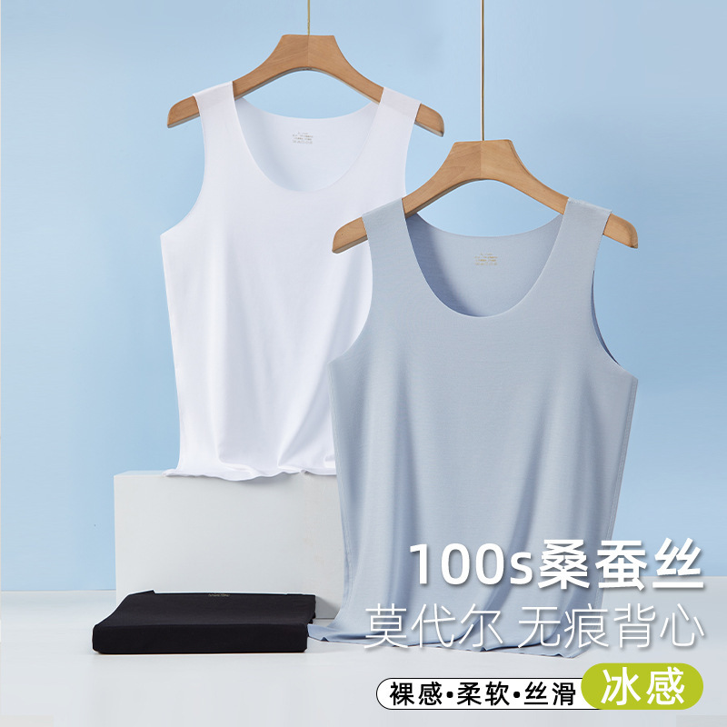 Men's Summer Sleeveless T-Shirt, Heavy-Duty Sports Vest, Basketball Short-Sleeve Fitness American-Style Modal Undershirt