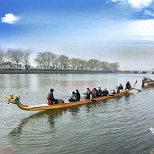 国标12人22人标准玻璃钢比赛划龙舟端午节竞技木质龙舟船厂家直销