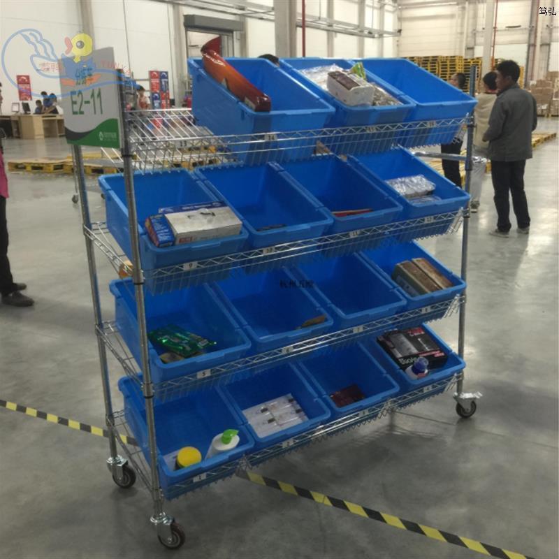 电商仓库分拣车快递选货车配货斜面式移动物料架发货车物流拣货车