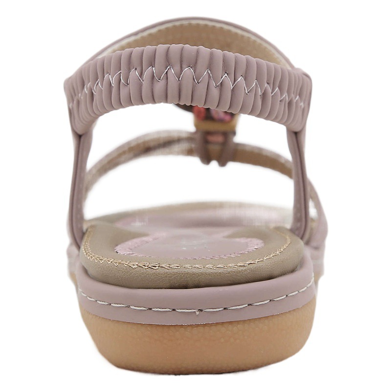 W676-4 nuevo verano 2024 primavera y verano rhinestone casual playa Sandalias planas de las mujeres cómodas todo fósforo