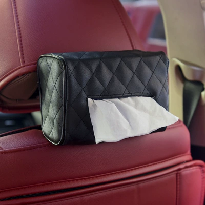 Hot sale car chair back hanging tissue box wholesale creative car tissue cover sun visor paper box (Car tissue box/set) - black