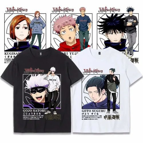 2024 Summer New Spell Card Battle Short Sleeve T-Shirt Men's Five Lines Wukong Japanese Anime Half Sleeve 