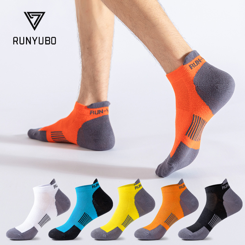 Professional sports socks running socks cotton socks Men's Four Seasons shallow mouth mesh breathable sweat absorbent fitness boat Socks tide wholesale