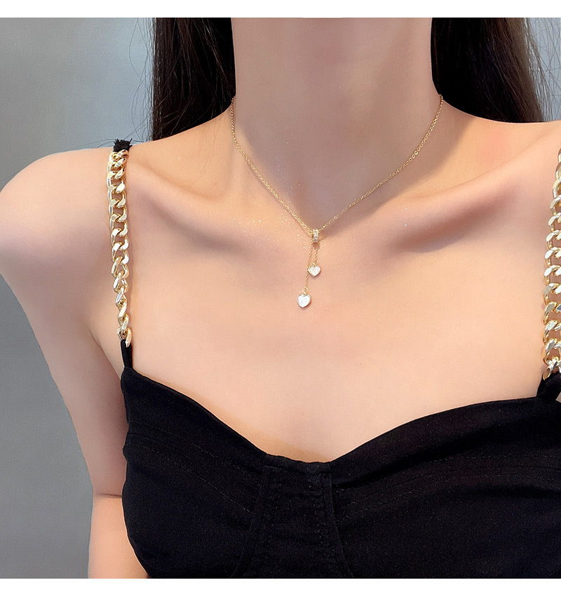 8g Weight Necklace Classification Titanium Steel Material Gold Color Fashion Heart-shaped Pendant Titanium Steel Necklace Female 3