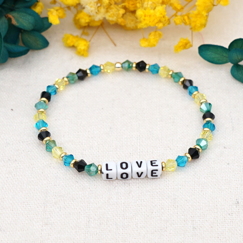 Bohemian Style Color Crystal Letter Beaded Small Bracelet display picture 6