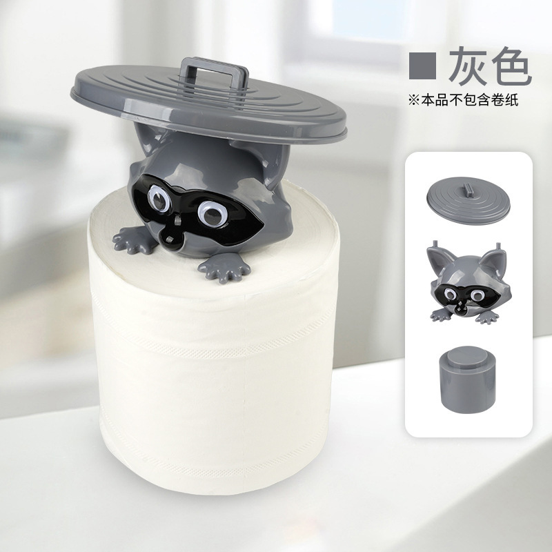 跨境爆品3D打印浣熊卫生纸架创意摆件卷纸架浴室小浣熊造型纸巾架|undefined