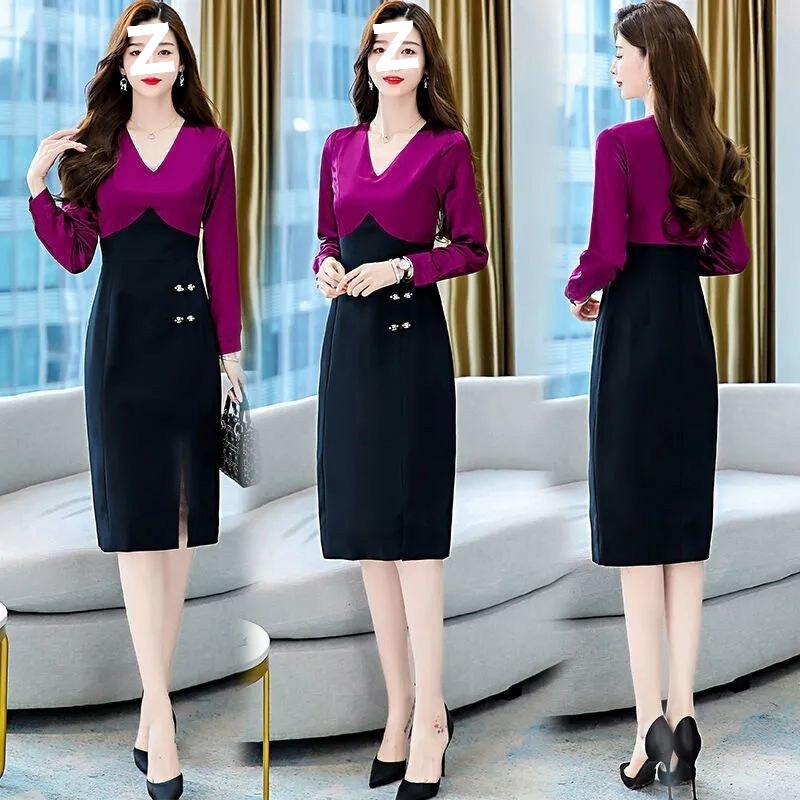 Autumn 2022 New Women's Dress with a Socialite Vibe, Long Sleeves, Slim Fit, Hip-Hugging, French-Style Waist-Cinching Dress, Trendy Autumn 2022 New Women's Dress with a Socialite Vibe, Long Sleeves, Slim Fit, Hip-Hugging, French-Style Waist-Cinching Dress, Trendy