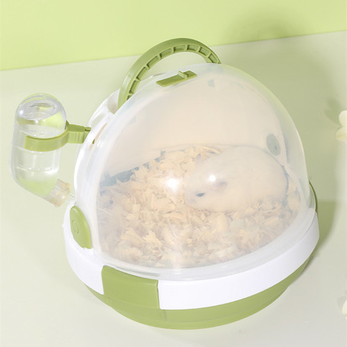 Hamster cage with UFO house, squirrel house with golden wire, bear nest supplies, acrylic pet carry-out box