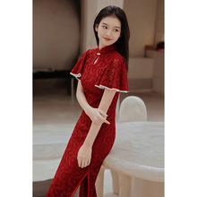 国风传统老上海改良旗袍2024年新款复古气质名媛短袖显瘦连衣裙