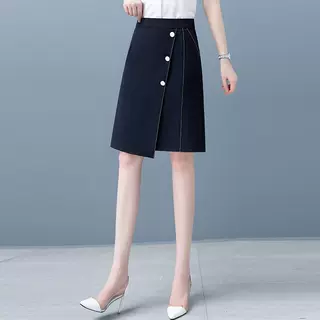 不规则半身裙女2026夏新款小个子包臀一步裙高腰遮肉显瘦西装短裙
