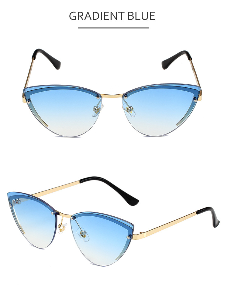 37g Weight Frameless Glasses Structure Sunglasses Classification PC, UV400 Protection Lens Material Cat Eye Glasses Style Travel, Street Occasion Solid Color Pattern Women's Gender Streetwear Style Streetwear Solid Color PC UV400 Protection Cat Eye Frameless Women's Sunglasses 10