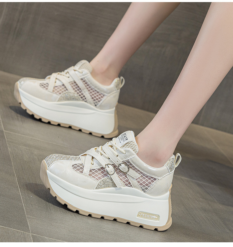 Giày sneaker nữ đế dày phong cách Hàn Quốc, gót 8 cm, form cổ điển — Vàng 5072, Be 5072 chi tiết 13