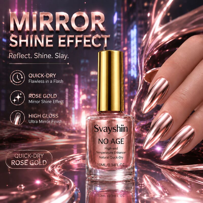 Svayshiin Rose Gold Metallic Glossy Mirror Nail Polish, Natural Quick-Drying, Fine Texture, Superior Quality Svayshiin Rose Gold Metallic Glossy Mirror Nail Polish, Natural Quick-Drying, Fine Texture, Superior Quality