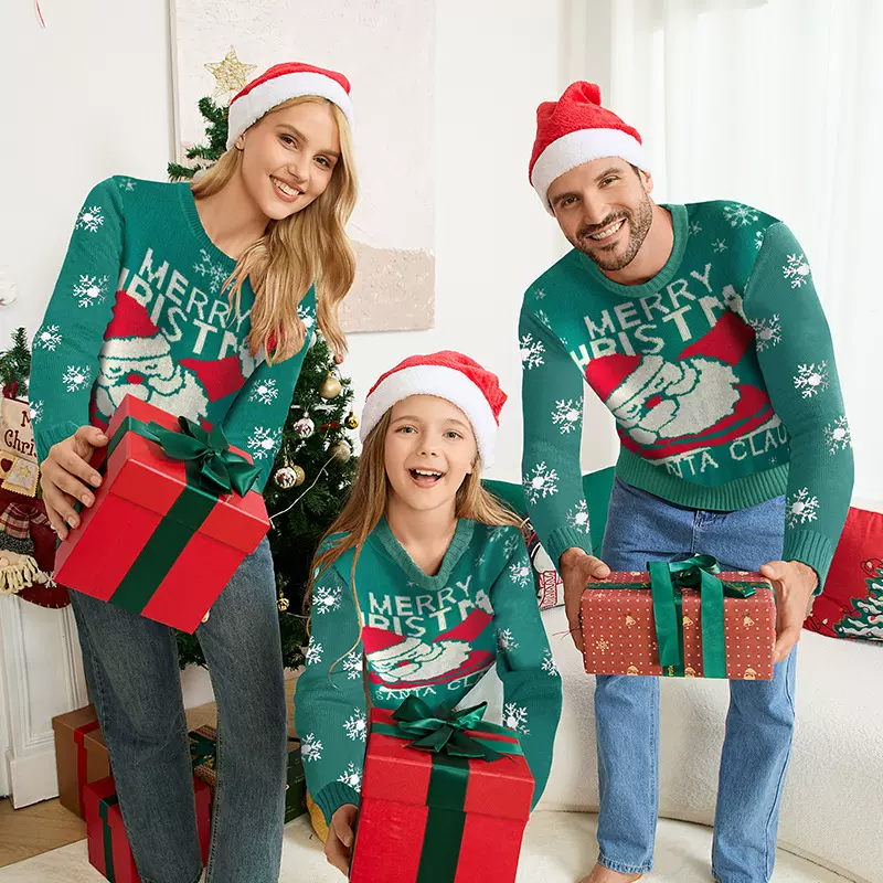 跨境欧美女装秋冬女式毛衫休闲亲子装圣诞毛衣Christmas sweater