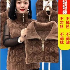 お母さんのベストの女性の秋冬はミンクの毛をまねてネットの赤いタイプのファッションのカーディガンの女性のベストの新型の肩のコートを折ります。