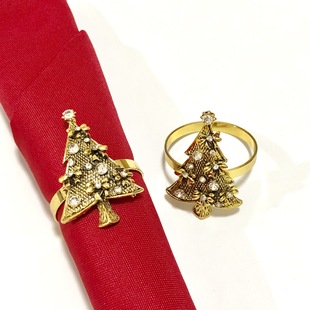 Temu Cross-Border Retro Christmas Tree Napkin Ring Napkin Ring Hotel Christmas Decoration High-End Napkin Buckle Manufacturer Wholesale