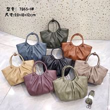 跨境爆款福利复古褶皱包时尚单肩包女包送妈妈高级双正面小福袋