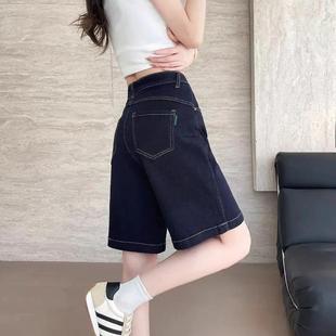 High-Waisted Denim Shorts for Women, Summer Thin 2025 Straight-Leg Loose Design Petite Wide-Leg Mid-Length Shorts