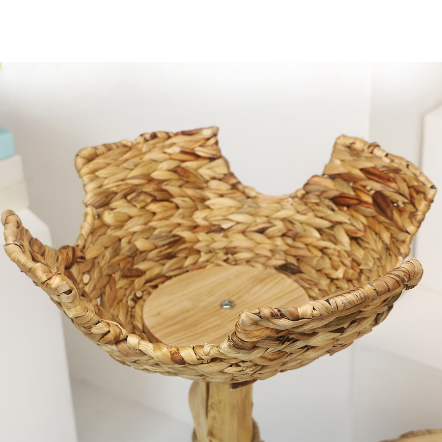 Nido de gato de paja de madera maciza de lujo nido de mascotas casa de gato tablero del rasguño fuente de fábrica estable gato villa gato escalada marco