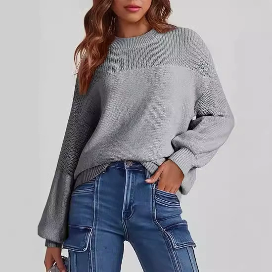 Осень-зима 2024 новая на Амазоне loose flat collar вязанный свитер для женщин
