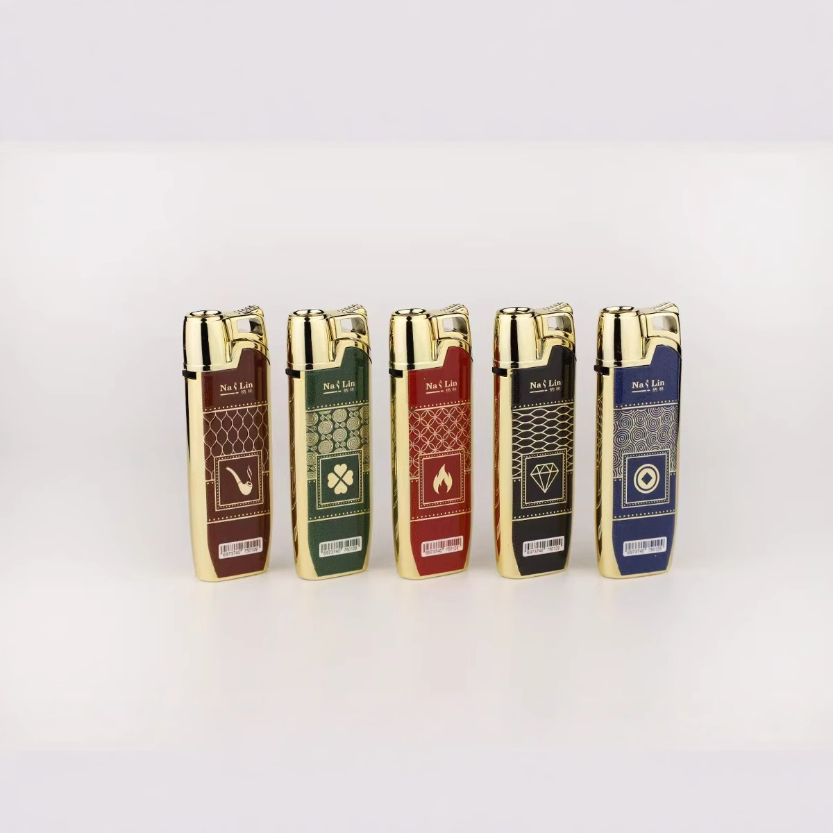 萤光607直冲防风打火机 义乌代理纳林607金属电子直冲防风打火机