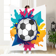 运动法兰绒单面数码印花毛毯跨境热卖办公室午睡空调小盖毯一件起