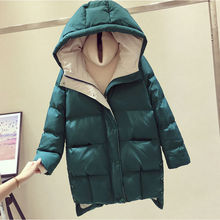 韓版東大門冬季外套女新款洋氣減齡中長款寬松連帽加厚面包服棉衣