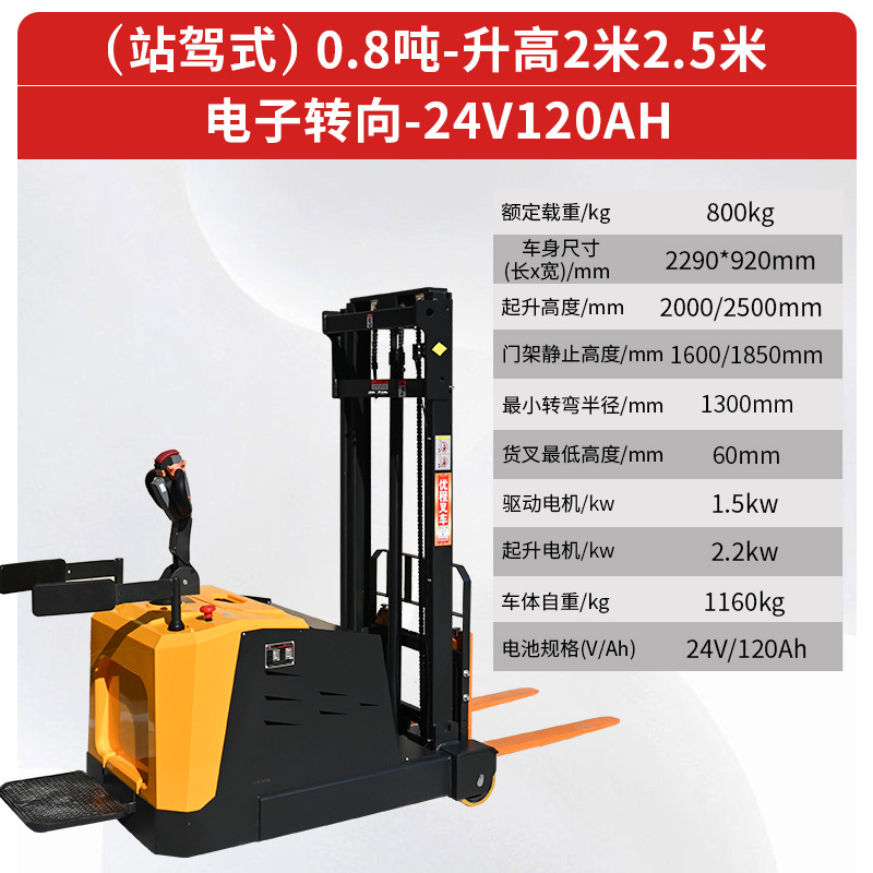 tipo de contrapeso 1t totalmente eléctrica carretilla elevadora tipo de movimiento hacia adelante para apilar pequeña carretilla elevadora hidráulica sin piernas
