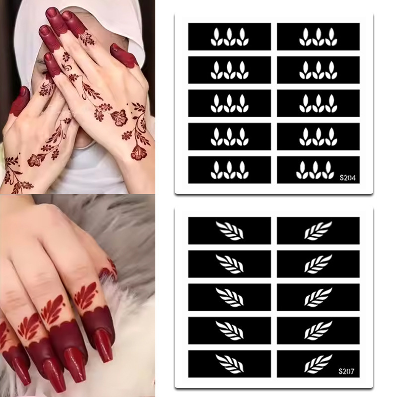 Indian Arab Temporary Tattoo Template Nepal Body Painted Finger Dipped Henna DIY Tattoo Sticker