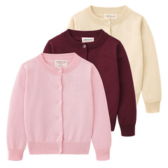 Children's Spring and Autumn Embroidered Love Knit Cardigan, Large Children's Knit Cardigan for Girls, Pure Cotton Cape, Knit Cardigan for Boys