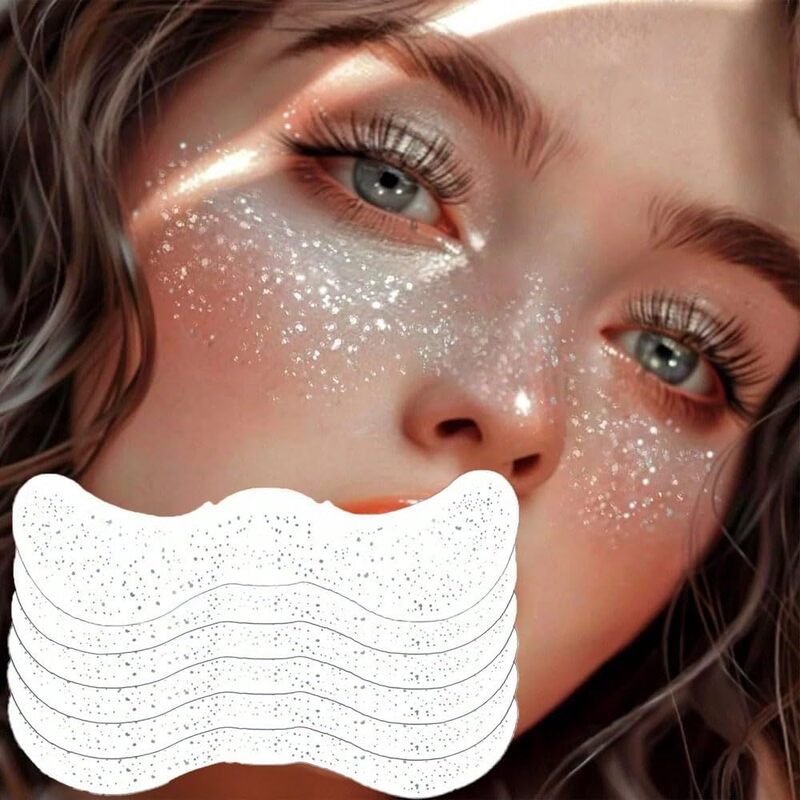 Popular Silver Metallic Facial Freckle Tattoo Stickers, European and American Style Glitter Party Makeup Disposable Stickers