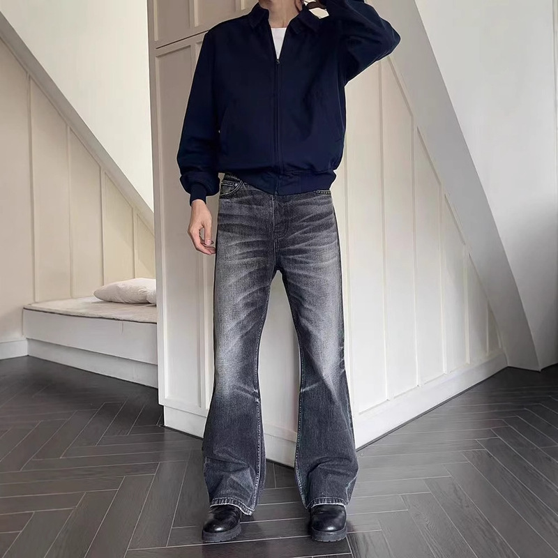 Retro Vintage Niche Vintage Washed Black 646 Slait Jeans