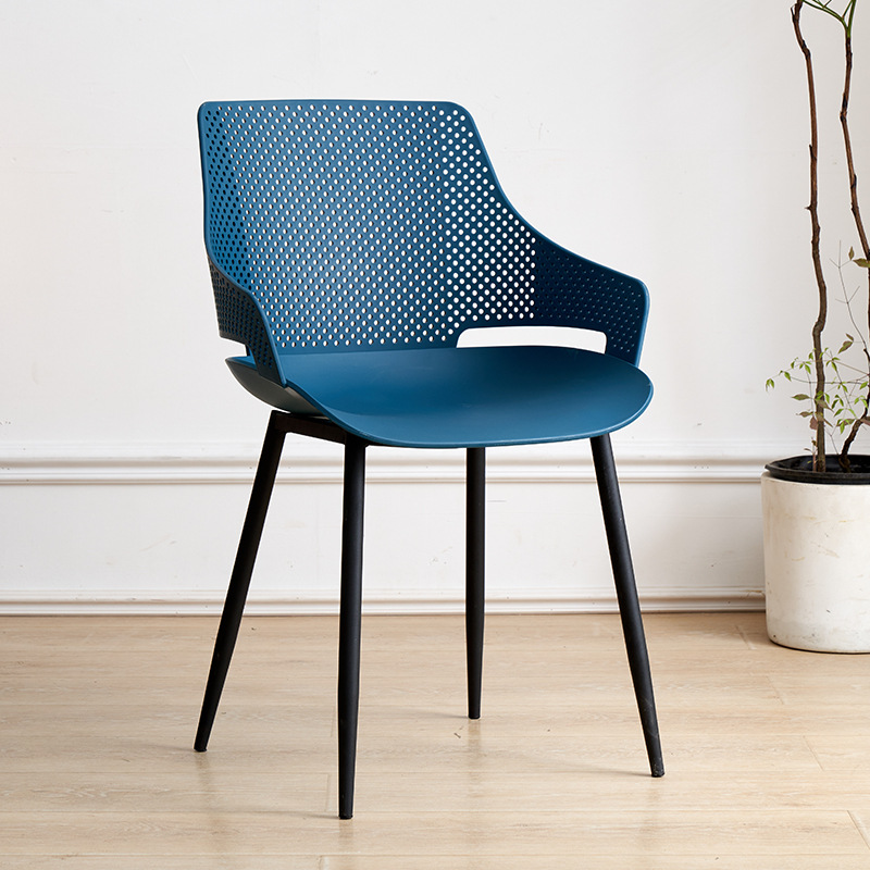 Fuente silla de plástico grueso hogar hierro forjado respaldo de plástico silla de comedor dormitorio tocador silla hueco negociación