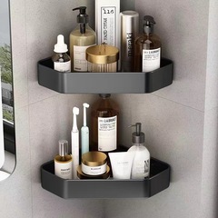 Hole-free bathroom diamond triangular basket bathroom storage wall-mounted expanded shelf tooth cup holder space aluminum