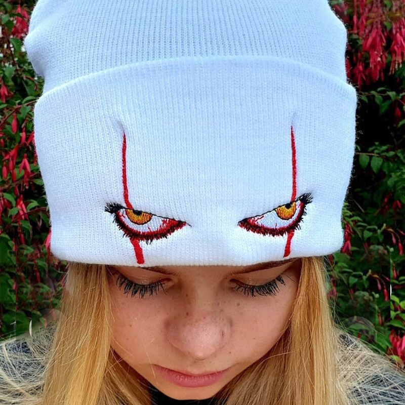 Pennywise scary eyes horror clown eyes knitted hat warm pullover hip hop hat woolen hat