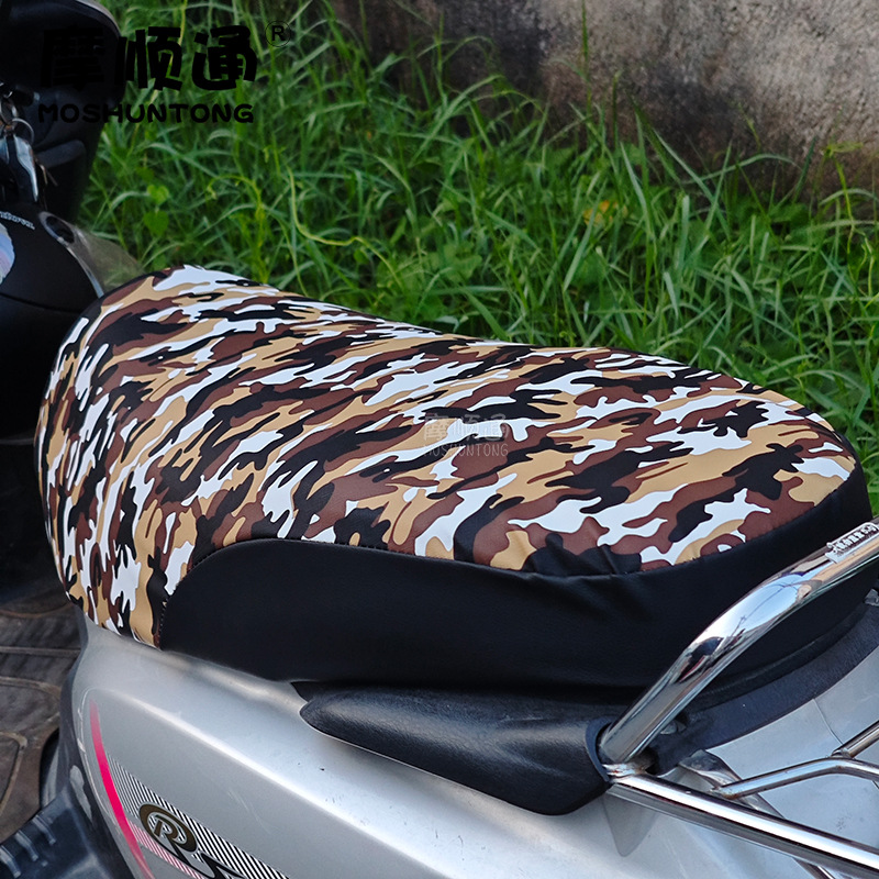 Electric Motorcycle Sun Protection and Waterproof Seat Cushion Cover Battery Car Pedal Camouflage Seat Cushion Cover Scratch-Resistant Leather Cover