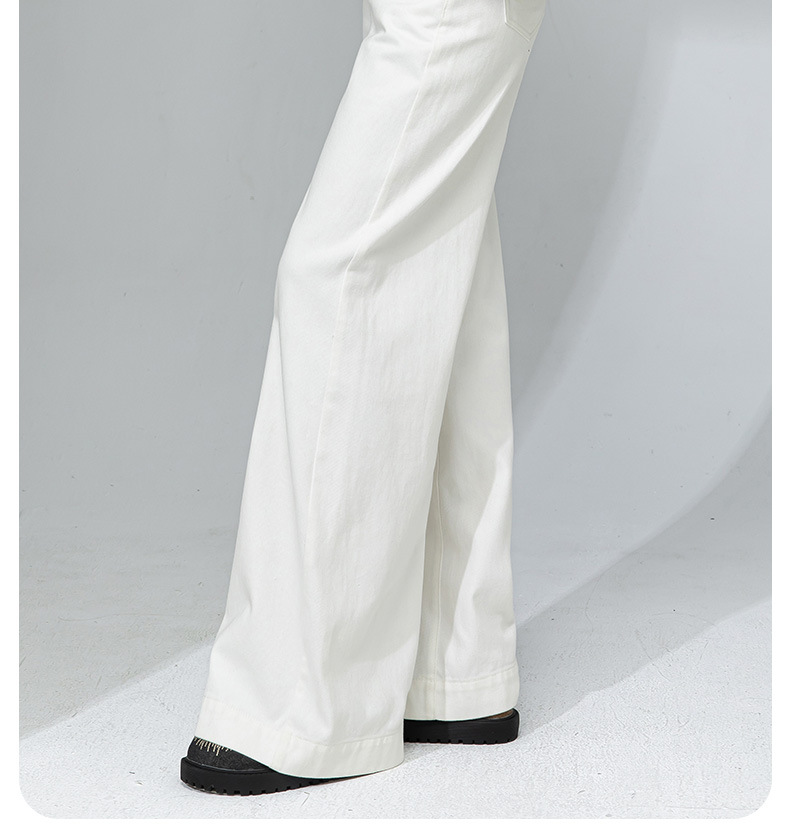 Quần jean ống rộng nữ dáng suông chất Tencel linen dài chấm đất — Màu xanh lam chi tiết 6