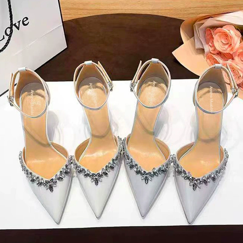 Сезонная стильная обувь изPatent leather с ярким бриллиантом, заострённый носок, туфли-санды-босоножки на высоком каблуке, шпиле и элегантные туфли на каблуке