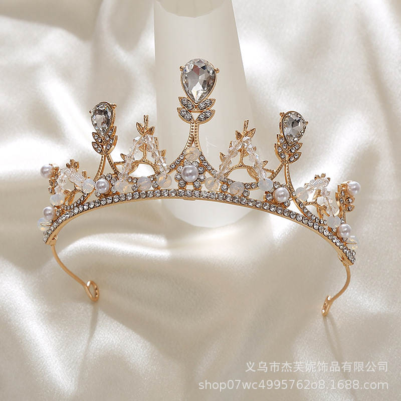 Crown headdress Princess children's hair accessories children's crown Crystal hairband birthday pink hairpin flower girl performance accessories