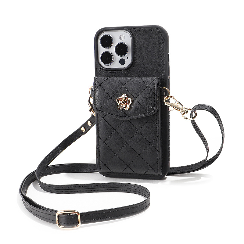 Caja de hombro para iPhone13 / 14 cubierta de protección PU correa de hombro ajustable multifuncional pequeña bolsa de tarjetas de viento fragante