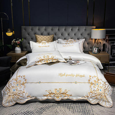 Light extravagance 160 Cotton Four piece suit Cotton pure cotton 100 sheet Quilt cover Bed cover European style Embroidery The bed Supplies