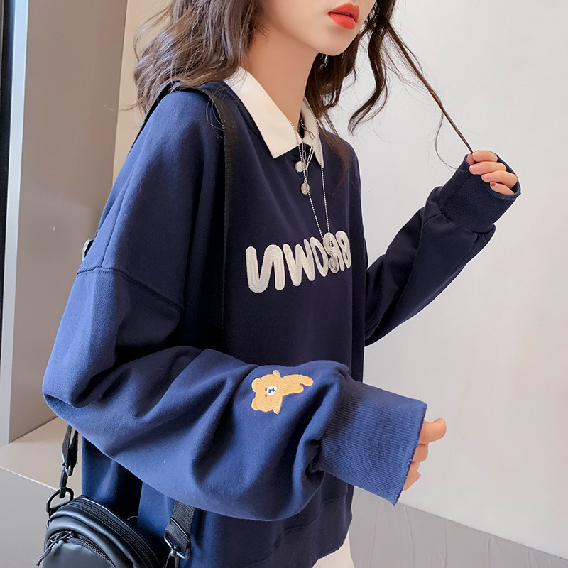 2025 nuevo suéter con cuello de polo para mujer, talla grande, sentido de diseño de mujer, versión coreana de nicho, chaqueta suelta de principios de otoño