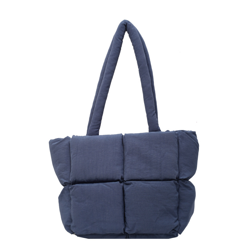 Bolso de mano de las mujeres de gran capacidad de la clase de estudiante de cercanías bolsa de hombro bolsa de tela de costura bolso de color sólido suave glutinoso bolsa de soplo
